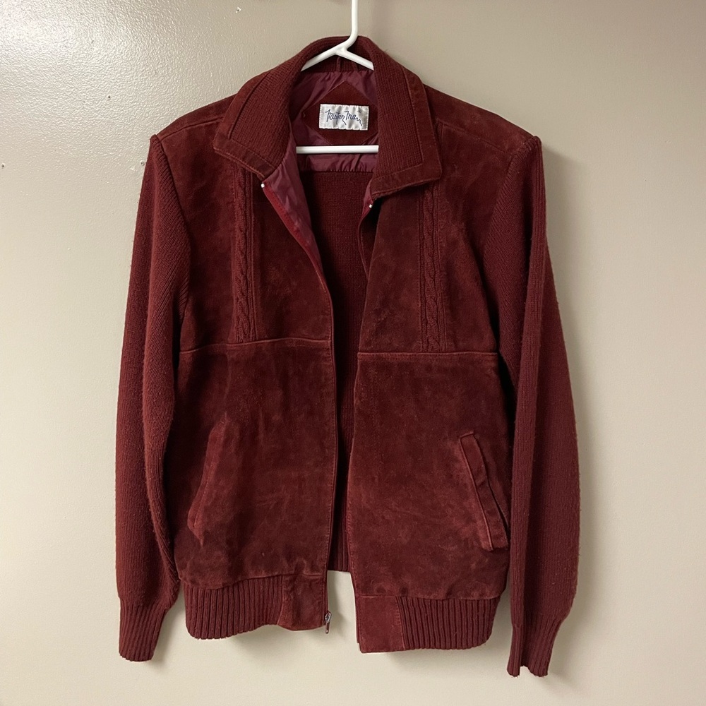 Vintage Red Suede/Knit Jacket